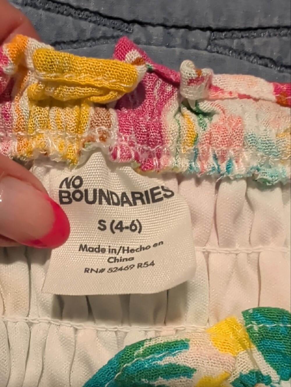 No Boundaries Multicolor Smocked Floral Spaghetti-Strap Romper - Picture 7 of 7